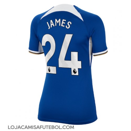 Camisa de Futebol Chelsea Reece James #24 Equipamento Principal Mulheres 2023-24 Manga Curta